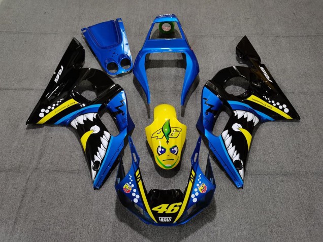 1998-2002 Blue and Yellow Shark Yamaha R6 Motorcycle Fairing