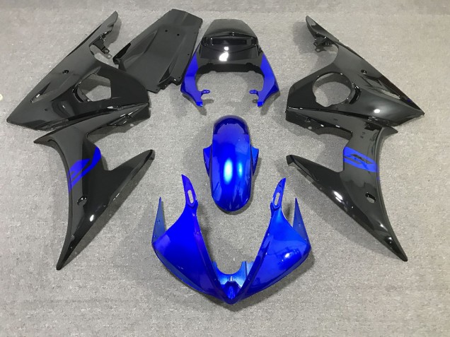 2003-2004 Black and Blue Gloss Yamaha R6 Motorcycle Fairing