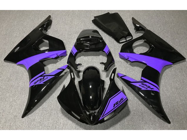 2003-2004 Gloss Black and Purple Yamaha R6 Motorcycle Fairing