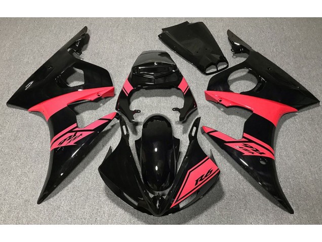 2003-2004 Gloss Black and Red Yamaha R6 Motorcycle Fairing