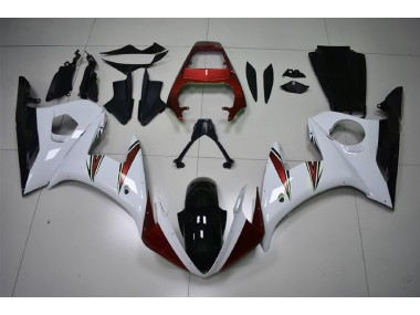 2003-2004 Gloss White & Red Accents Yamaha R6 Motorcycle Fairing