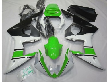 2003-2004 Gloss White and Green Yamaha R6 Motorcycle Fairing