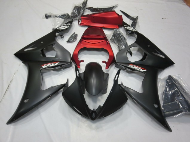 2003-2004 Matte Black and Red Yamaha R6 Motorcycle Fairing