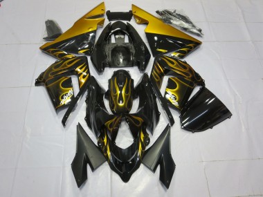 2004-2005 Gold Flame Kawasaki ZX10R Motorcycle Fairing