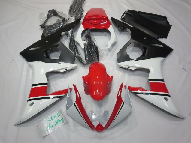 2005 White Red and Black Yamaha R6 Motorcycle Fairing