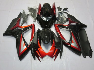 2006-2007 Deep Red Black Suzuki GSXR 600-750 Motorcycle Fairing