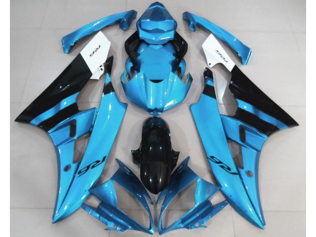 2006-2007 Gloss Light Blue and Black Yamaha R6 Motorcycle Fairing