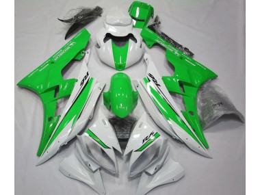 2006-2007 Gloss White and Green Yamaha R6 Motorcycle Fairing