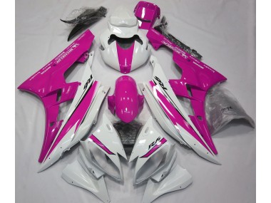 2006-2007 Gloss White and Pink Yamaha R6 Motorcycle Fairing