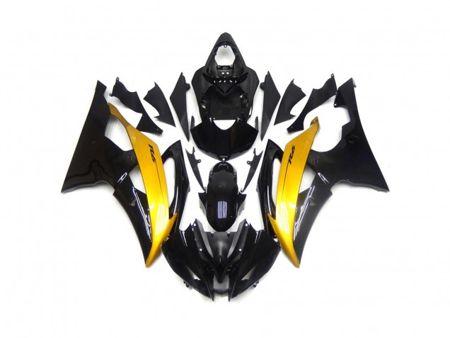 2008-2016 Black and Gold Gloss Yamaha R6 Motorcycle Fairing