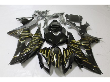 2008-2016 Gloss Black & Flame Yamaha R6 Motorcycle Fairing