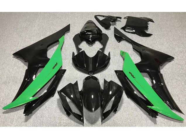 2008-2016 Gloss Black & Green Yamaha R6 Motorcycle Fairing