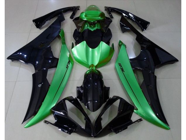 2008-2016 Gloss Black & Light Green Yamaha R6 Motorcycle Fairing