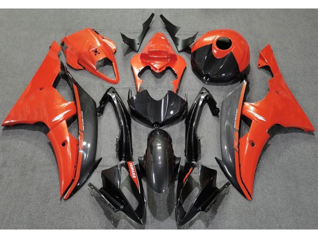 2008-2016 Gloss Orange and Carbon Yamaha R6 Motorcycle Fairing