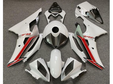 2008-2016 Gloss White Silver and Red Yamaha R6 Motorcycle Fairing