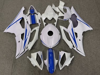 2008-2016 Gloss White and Blue Yamaha R6 Motorcycle Fairing