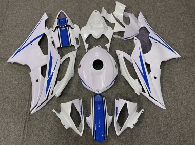 2008-2016 Gloss White and Blue Yamaha R6 Motorcycle Fairing