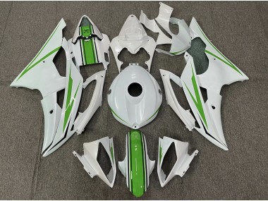 2008-2016 Gloss White and Green Yamaha R6 Motorcycle Fairing