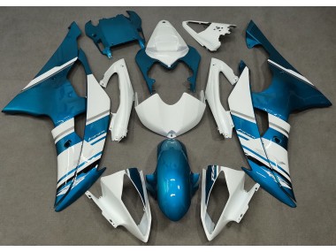 2008-2016 Gloss White and Light Blue OEM Style Yamaha R6 Motorcycle Fairing