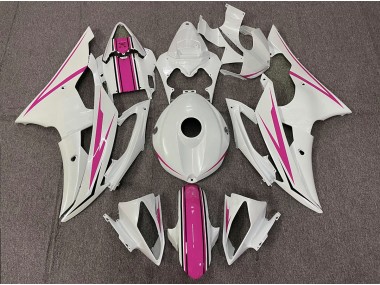 2008-2016 Gloss White and Pink Yamaha R6 Motorcycle Fairing