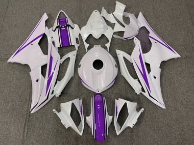 2008-2016 Gloss White and Purple Yamaha R6 Motorcycle Fairing