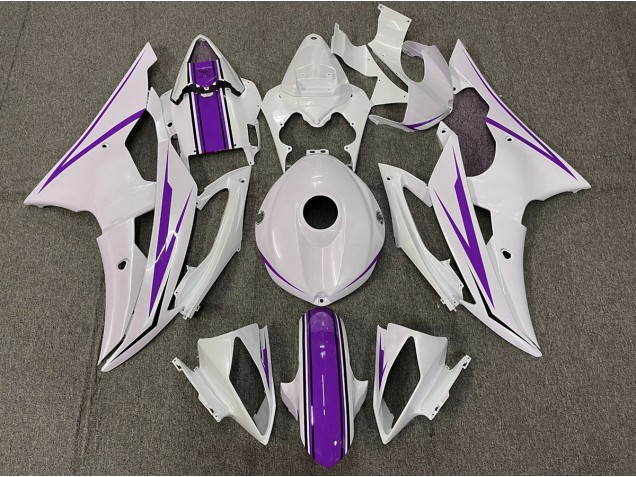 2008-2016 Gloss White and Purple Yamaha R6 Motorcycle Fairing