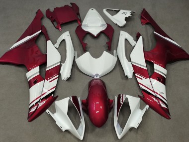 2008-2016 Gloss White and Red OEM Style Yamaha R6 Motorcycle Fairing