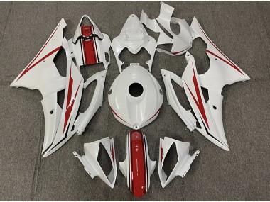 2008-2016 Gloss White and Red Yamaha R6 Motorcycle Fairing