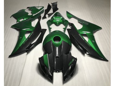 2008-2016 Green w Carbon Fiber Style Yamaha R6 Motorcycle Fairing