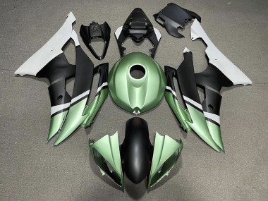 2008-2016 Matte Black and Green Yamaha R6 Motorcycle Fairing