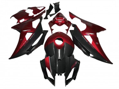 2008-2016 Red w Carbon Fiber Style Yamaha R6 Motorcycle Fairing