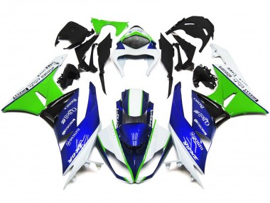 2009-2012 Deep Blue Green and White Kawasaki ZX6R Motorcycle Fairing