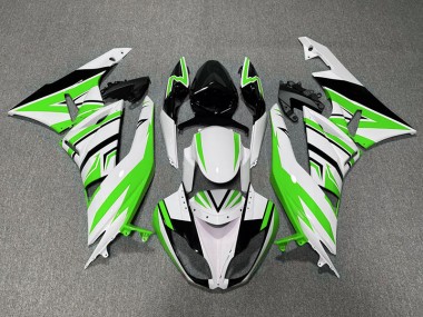 2009-2012 Green White and Black Zag Kawasaki ZX6R Motorcycle Fairing