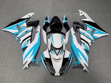 2009-2012 Light Blue White and Black Zag Kawasaki ZX6R Motorcycle Fairing