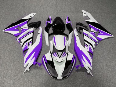 2009-2012 Purple White and Black Zag Kawasaki ZX6R Motorcycle Fairing