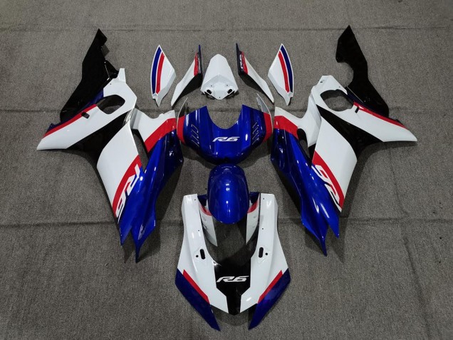 2017-2021 Blue White and Red Yamaha R6 Motorcycle Fairing