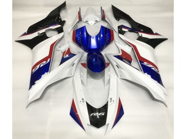 2017-2021 Gloss White and Deep Blue Yamaha R6 Motorcycle Fairing